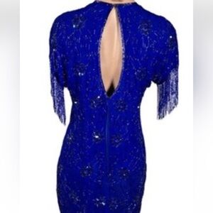 Elegant Vintage 1980s Royal Blue Sequin Dress